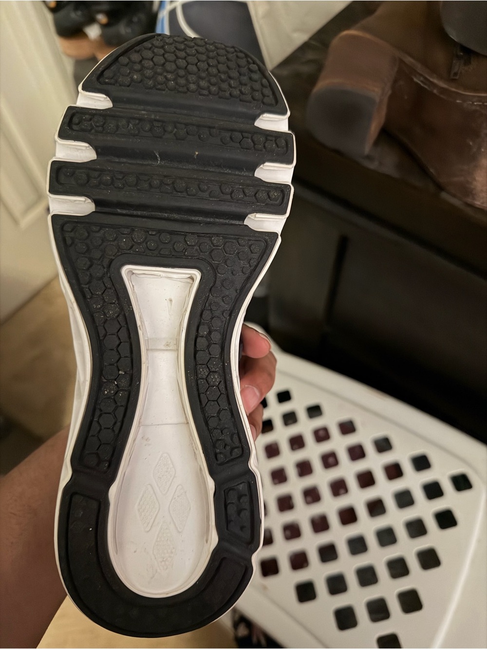 Black and White Athletic Shoe Sole - Grippy Tread